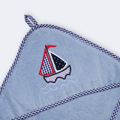 Baby Ship Hooded Towel - Blue