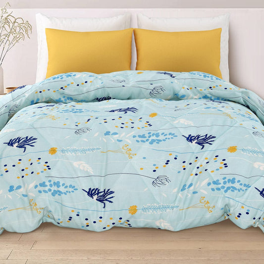 Wild Flower Blue Microfibre Reversible Comforter Single/Double Bed Size