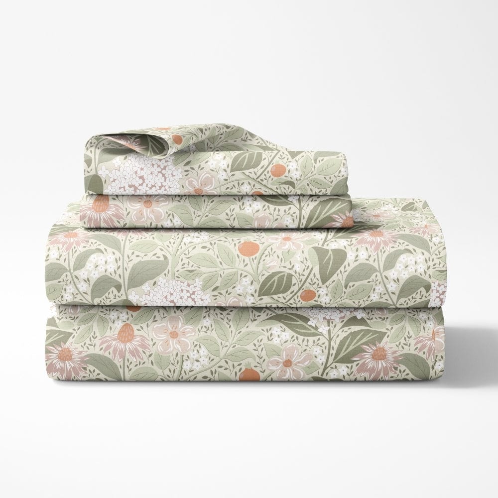 Cottage Bloom 100% Cotton Double Fitted Bedsheet, 144 TC