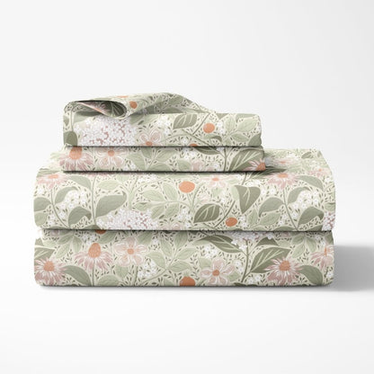 Cottage Bloom 100% Cotton Double Fitted Bedsheet, 144 TC