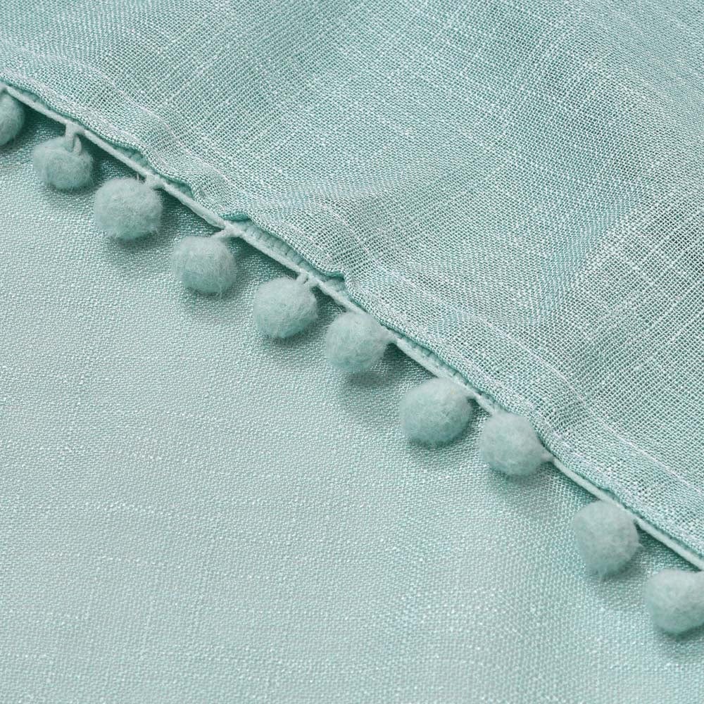 Aqua, Sheer Curtain Set of 2 with Pom-Pom