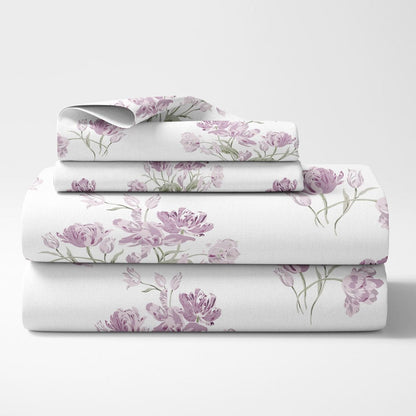 Lilac Dream, 100% Cotton Double Bedsheet, 186 TC