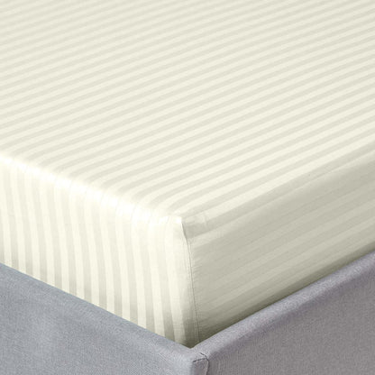 Ivory Satin Stripes Bedsheet, 210 TC