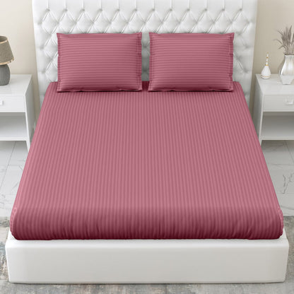 Roseberry Satin Stripes Bedsheet, 210 TC