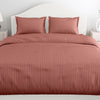 Rust Satin Stripes King Fitted Bedsheet, 210 TC