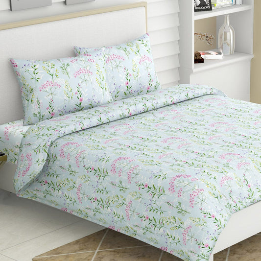 Elegant Bloom 100% Cotton Double Size Bedsheet, 186 TC