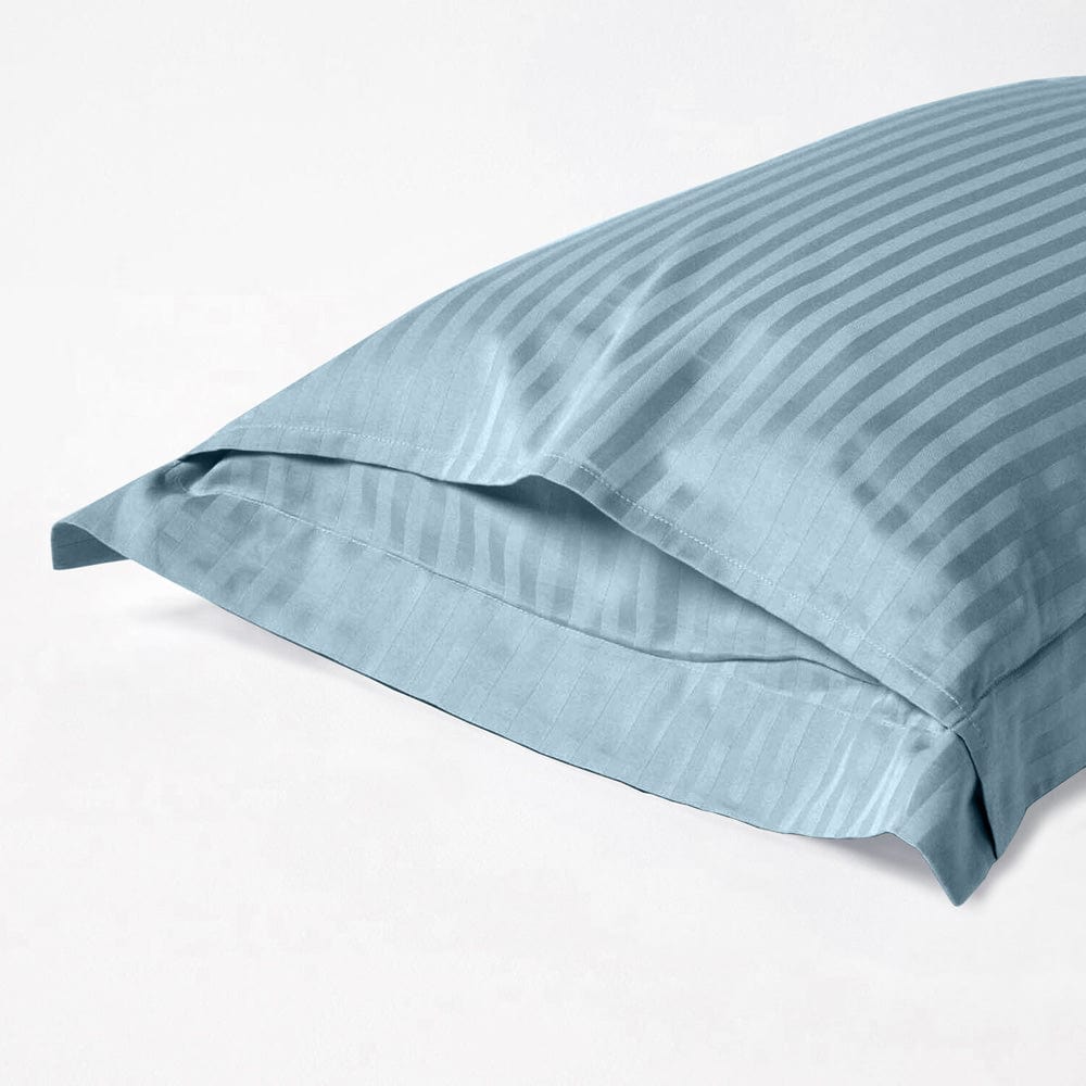 Jean Blue Satin Stripes Double Bedsheet, 210 TC