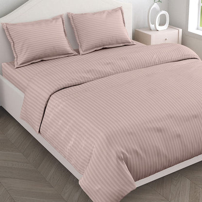 Cameo Rose Satin Stripes Bedsheet, 210 TC