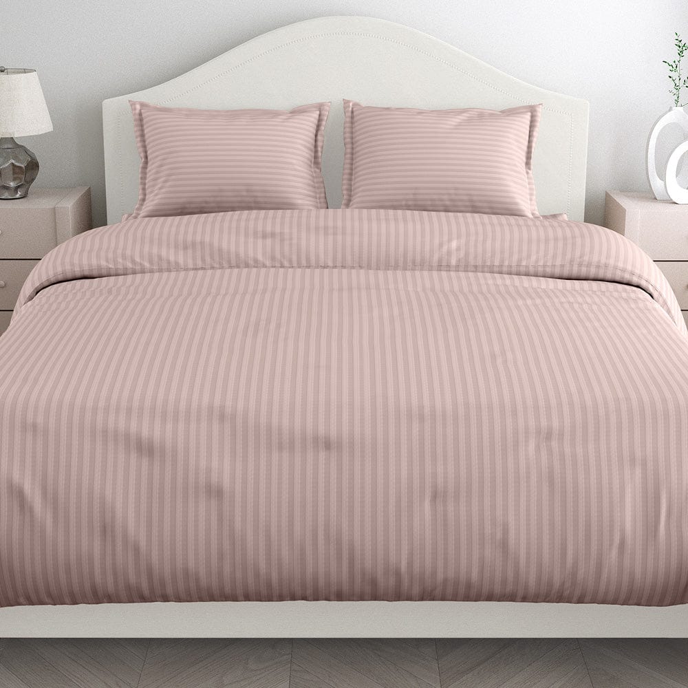 Cameo Rose Satin Stripes Bedsheet, 210 TC