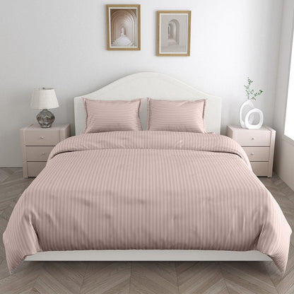 Cameo Rose Satin Stripes Bedsheet, 210 TC