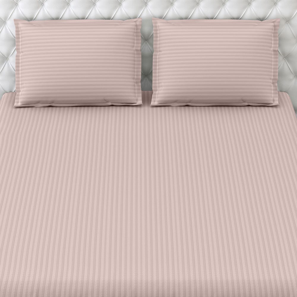 Cameo Rose Satin Stripes Bedsheet, 210 TC