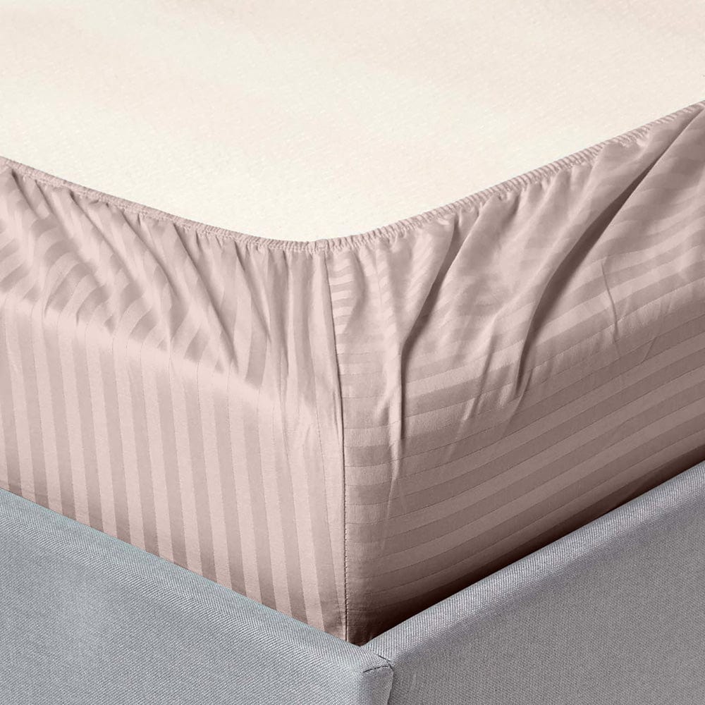 Cameo Rose Satin Stripes Bedsheet, 210 TC