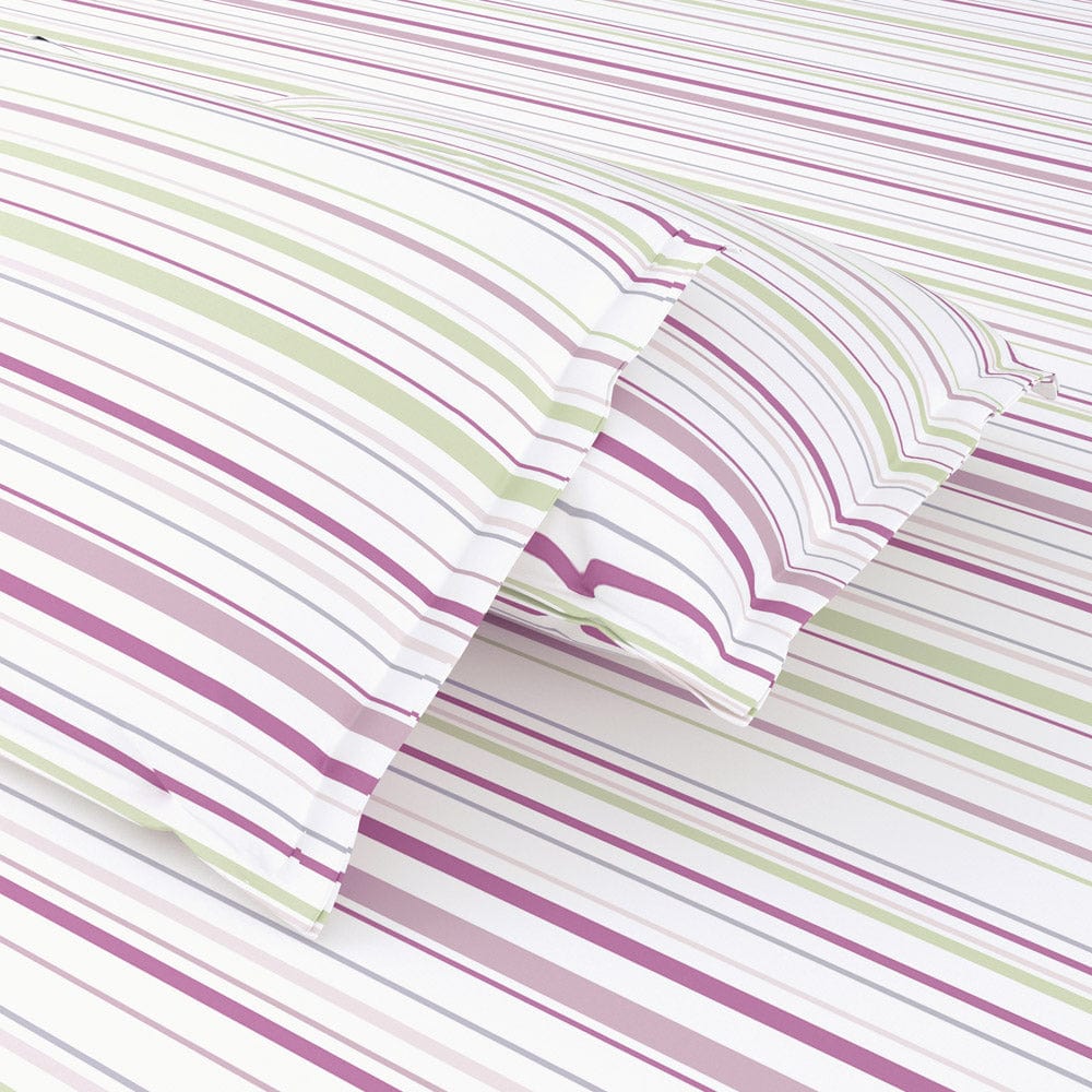 Magical Stripes 100% Cotton King Size Bedsheet, 186 TC, Lilac