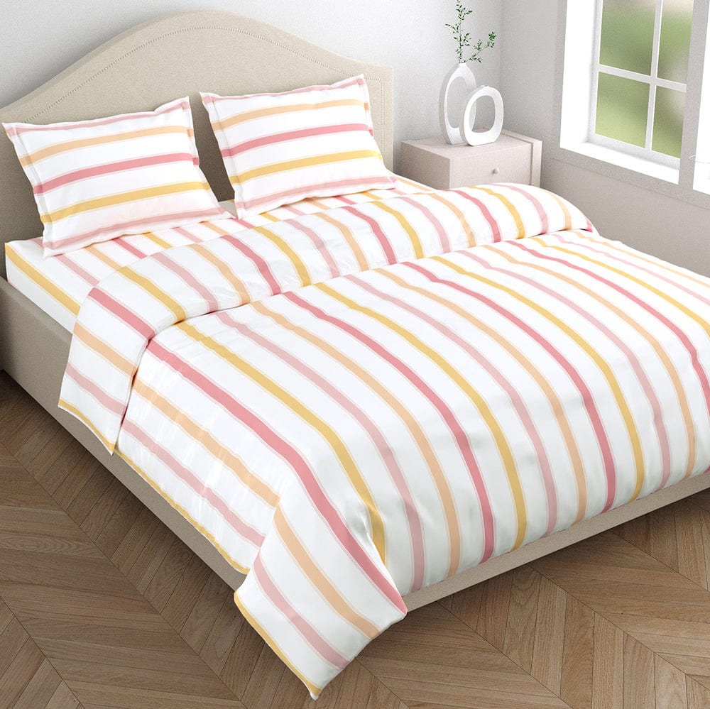 Pink Spectrum 100% Cotton King Fitted Bedsheet, 186 TC