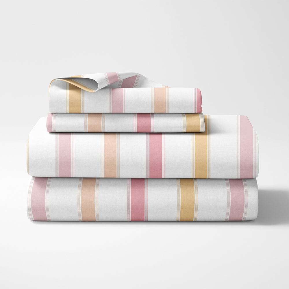 Pink Spectrum 100% Cotton King Fitted Bedsheet, 186 TC