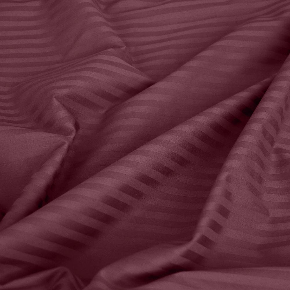 Wine Satin Stripes King Fitted Bedsheet, 210 TC