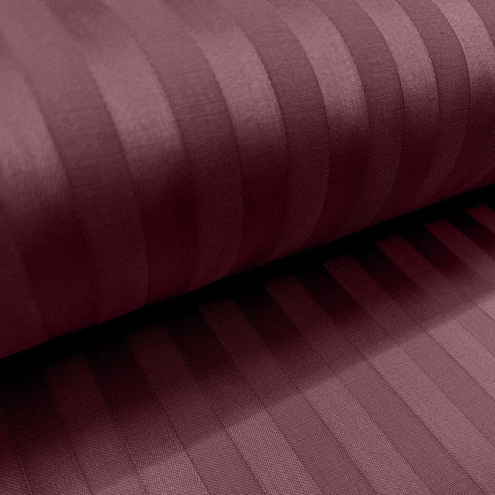 Wine Satin Stripes King Fitted Bedsheet, 210 TC