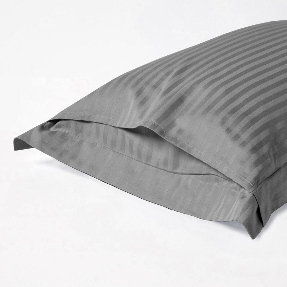 Dark Grey Satin Stripes King Bedsheet, 210 TC