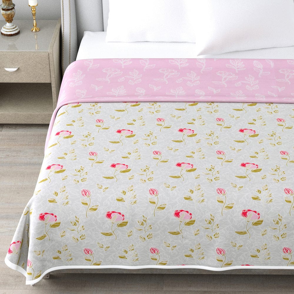 100% Cotton Single/Double Size Reversible AC Blanket - BLOOMING ROSES