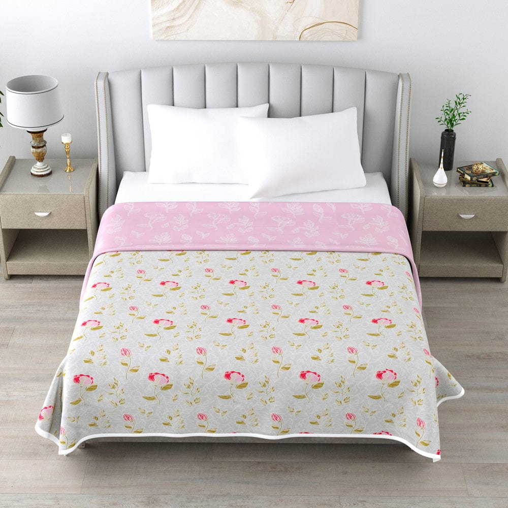 100% Cotton Single/Double Size Reversible AC Blanket - BLOOMING ROSES