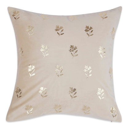 Gold Foil Printed Cotton Velvet Cushion Covers, set of 5 , Golden Glam