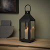 Metal Glass Matt Black Lantern, Black