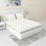 Rose Serenity 100% Cotton Double Fitted Bedsheet, 186 TC