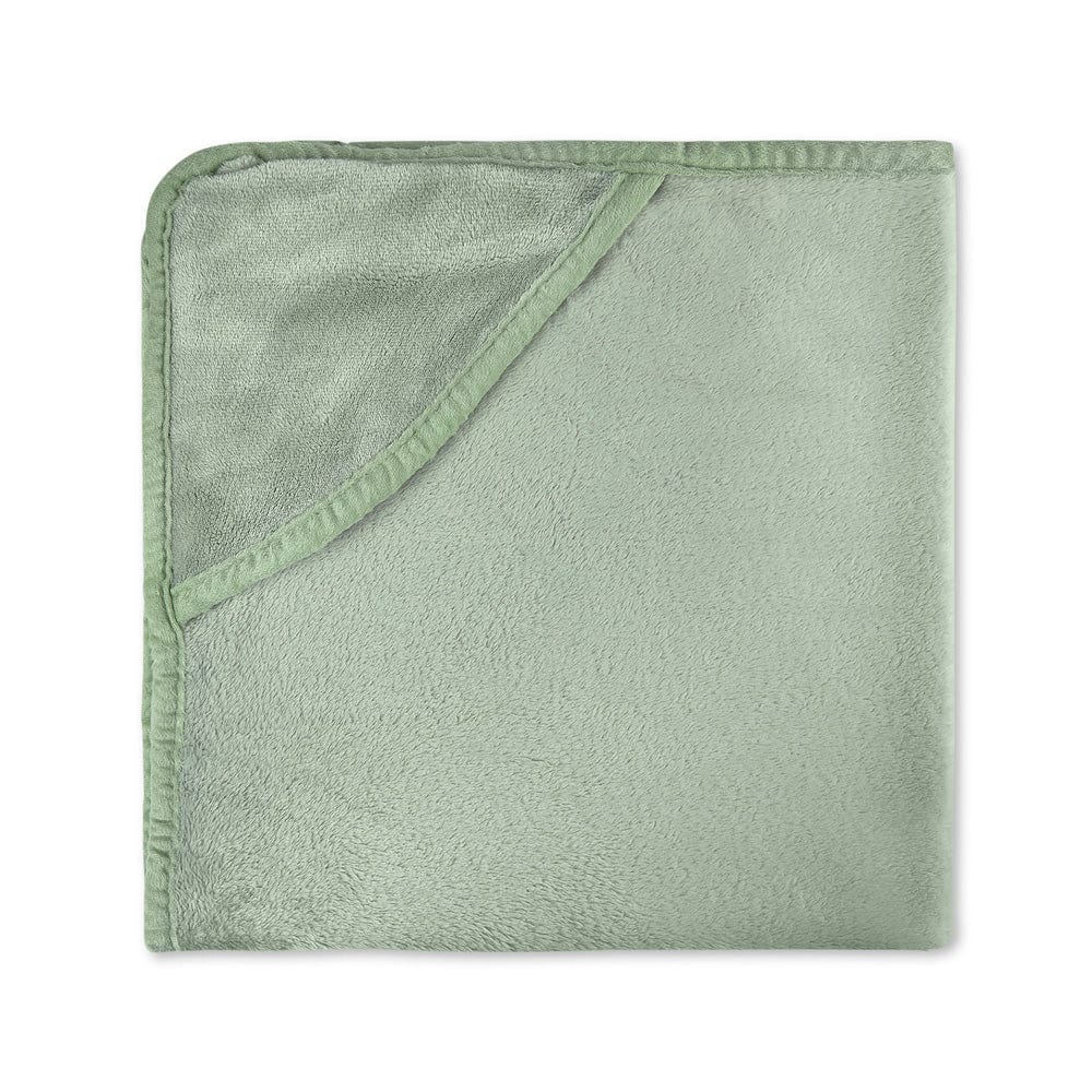 Super Soft Plush Baby Hooded Flannel Blanket - Sage Green & Baby Pink