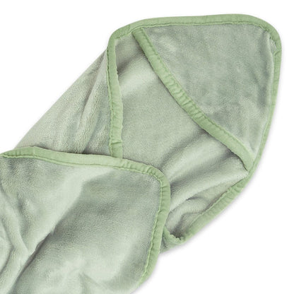 Super Soft Plush Baby Hooded Flannel Blanket - Sage Green & Baby Pink