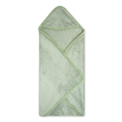 Super Soft Plush Baby Hooded Flannel Blanket - Sage Green & Baby Pink