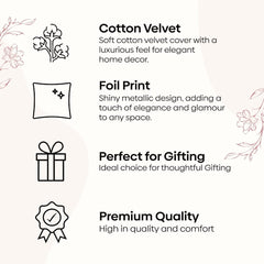 Gold Foil Printed Cotton Velvet Cushion Covers, set of 2 , Festive Flair - Cushion Covers | haus & kinder
