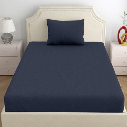 Jersey Fitted Bedsheet - Single/Navy