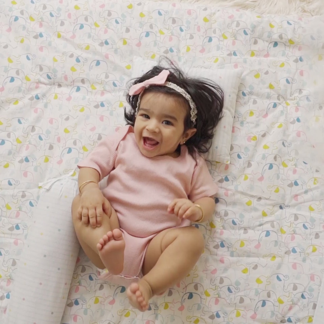 Elephantastic Baby Bedding Set: Mattress, Bolsters with Pillow (Pack of 4)