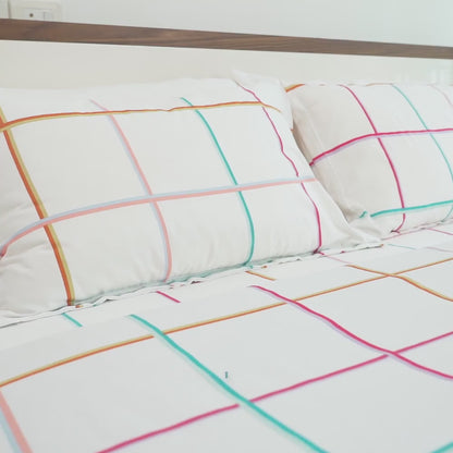 Rainbow Checks 100% Cotton Bedsheet, 186 TC