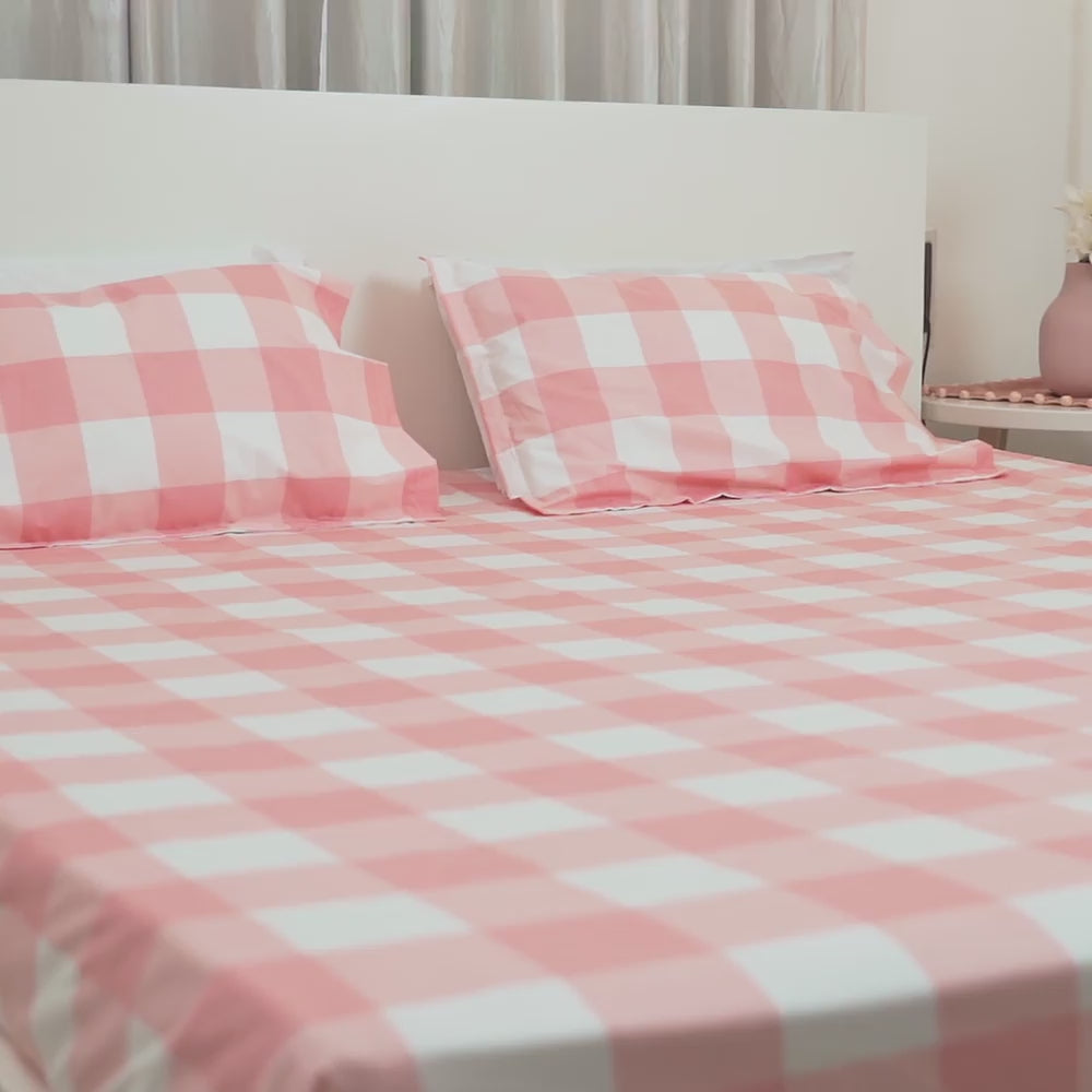 Cottage Core Blush 100% Cotton Double Fitted Bedsheet, 186 TC