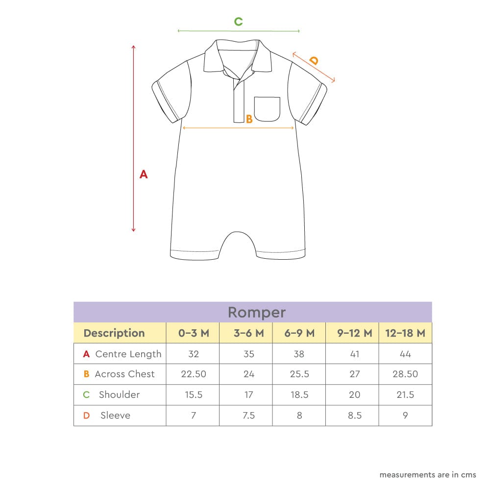 100% Cotton Half Sleeve Unisex Romper Green