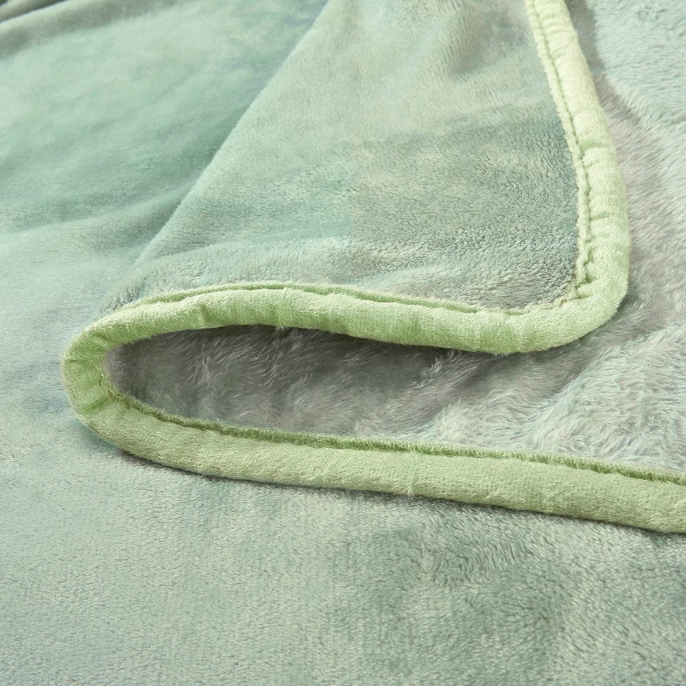 Plain Brush Cloth Super Soft Plush Single  Flannel Blanket- Sage Green