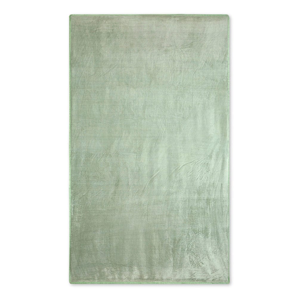 Plain Brush Cloth Super Soft Plush Single  Flannel Blanket- Sage Green