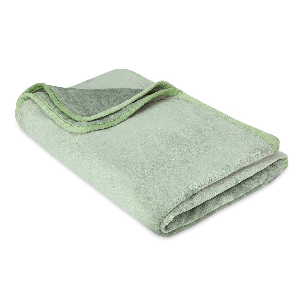 Plain Brush Cloth Super Soft Plush Single  Flannel Blanket- Sage Green