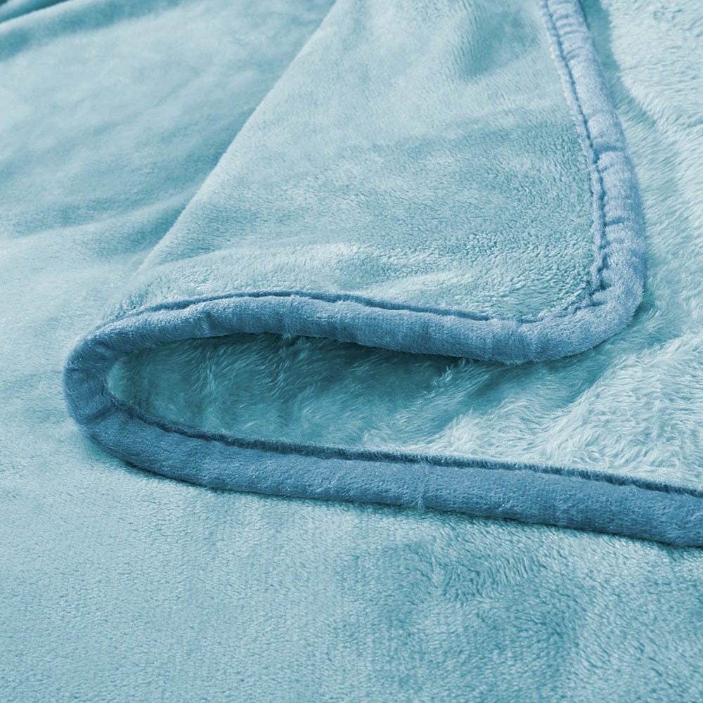 Plain Brush Cloth Super Soft Plush Single  Flannel Blanket- Sky Blue