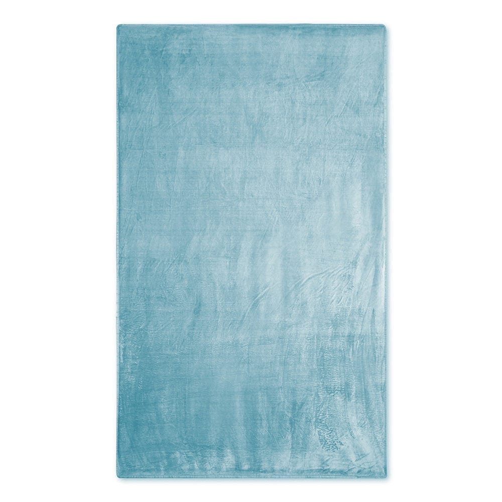 Plain Brush Cloth Super Soft Plush Single  Flannel Blanket- Sky Blue