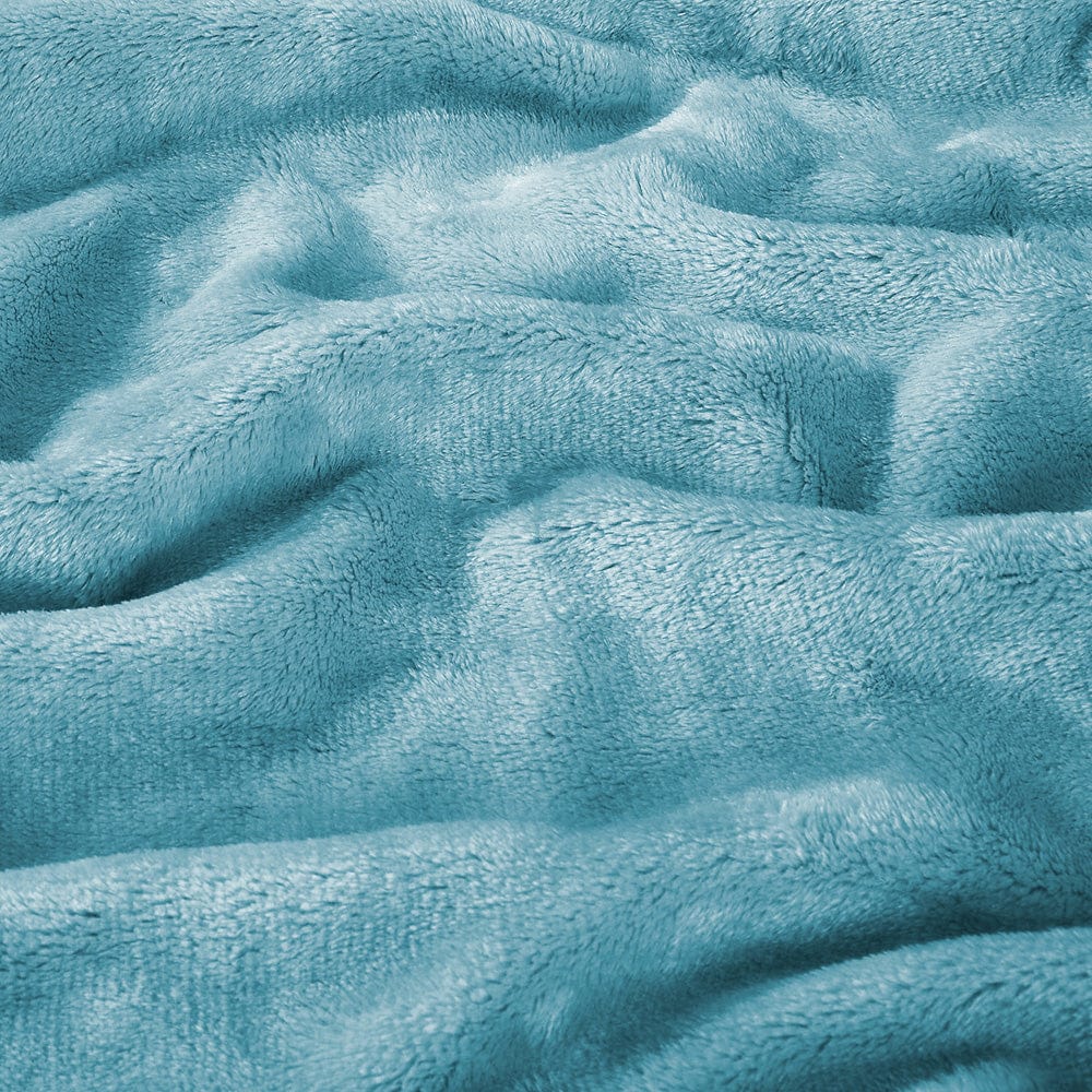 Plain Brush Cloth Super Soft Plush Single  Flannel Blanket- Sky Blue