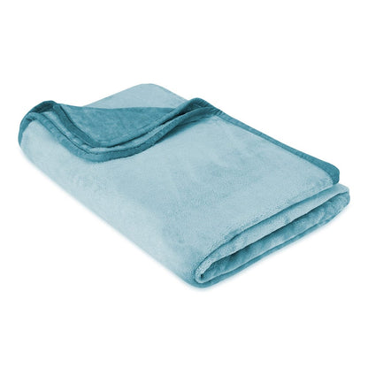 Plain Brush Cloth Super Soft Plush Single  Flannel Blanket- Sky Blue