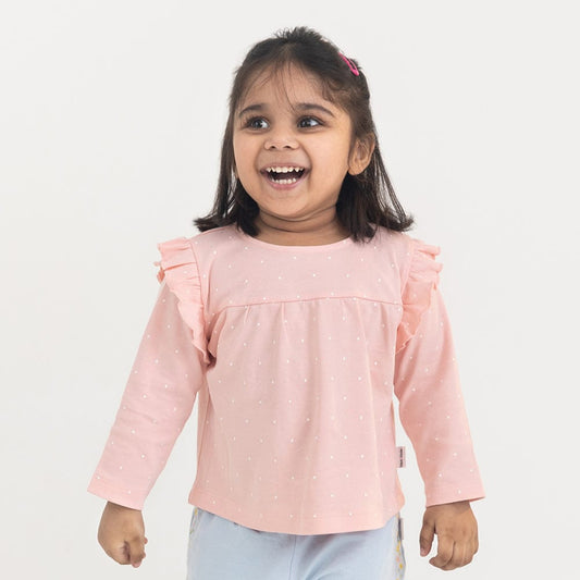 100% Cotton Full Sleeve Girl Top, Pink