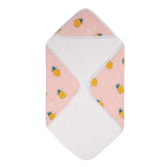 Cotton Muslin-Terry Hooded Towel ( Newborn - 12 Months) - Tropical Twist