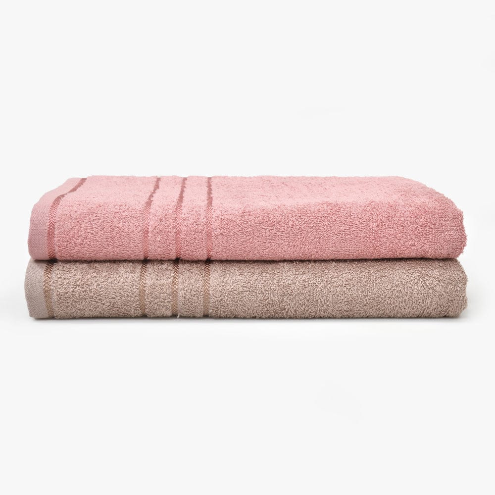 100% Cotton Low Twist Combed, 340 GSM, Pack of 2 (Roebuck & Dusty Rose)