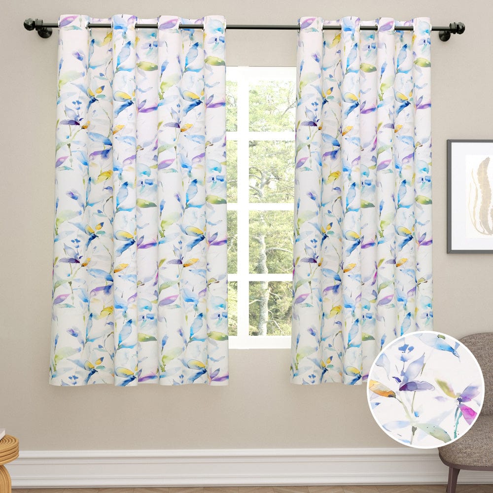 Abstract Floral Blackout Curtain Set