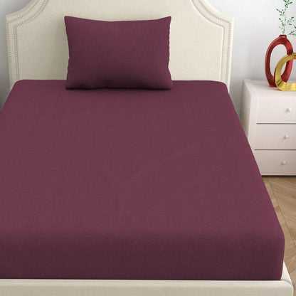 Jersey Fitted Bedsheet - Single/Wine