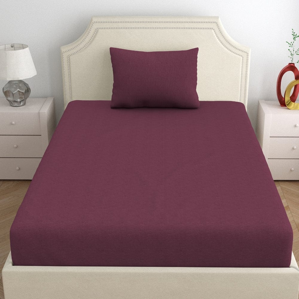 Jersey Fitted Bedsheet - Single/Wine