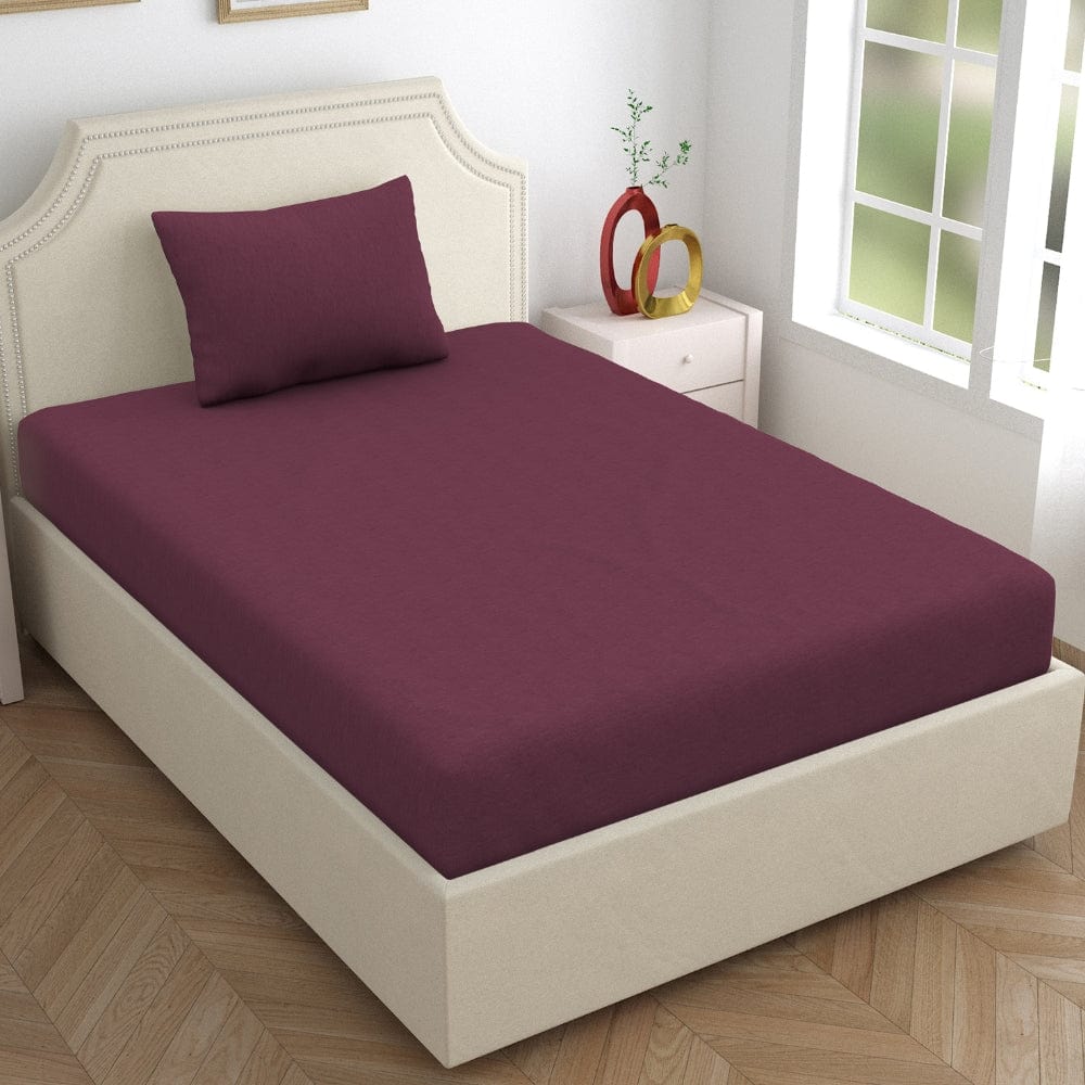 Jersey Fitted Bedsheet - Single/Wine